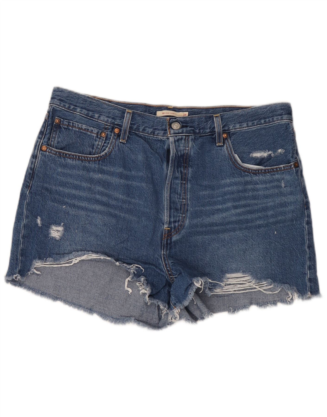 Levi's ženske kratke traper hlače s oštećenim prsnim košem W34 velike plave