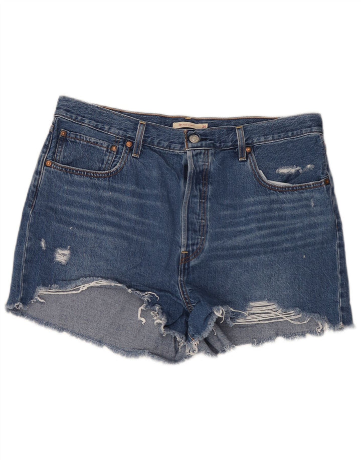 Levi's ženske kratke traper hlače s oštećenim prsnim košem W34 velike plave