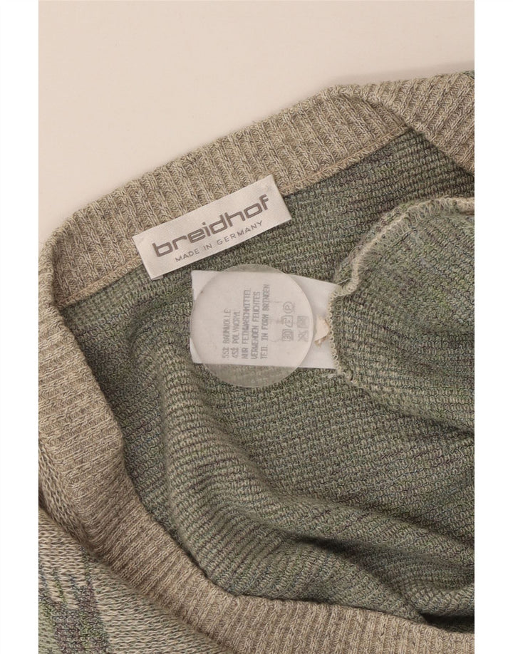 BREIDHOF Muški kardigan pulover EU 54 XL Zeleni geometrijski pamuk