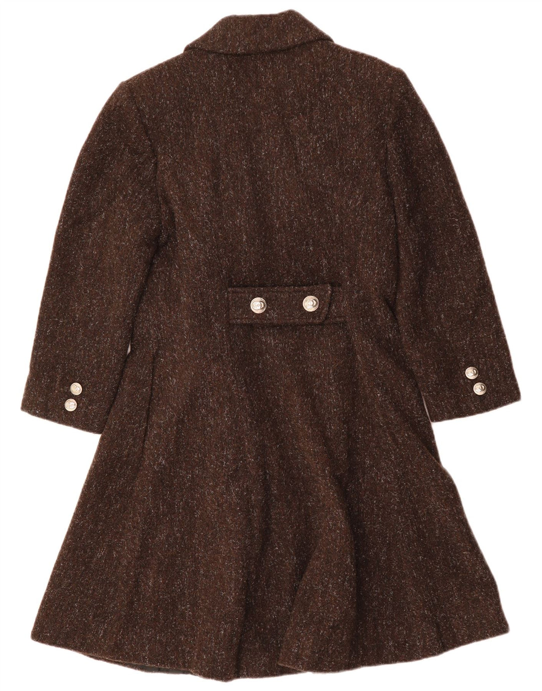 VINTAGE ženski kaput s dvorednim kopčanjem UK 12 Srednje smeđa vuna s pjegama