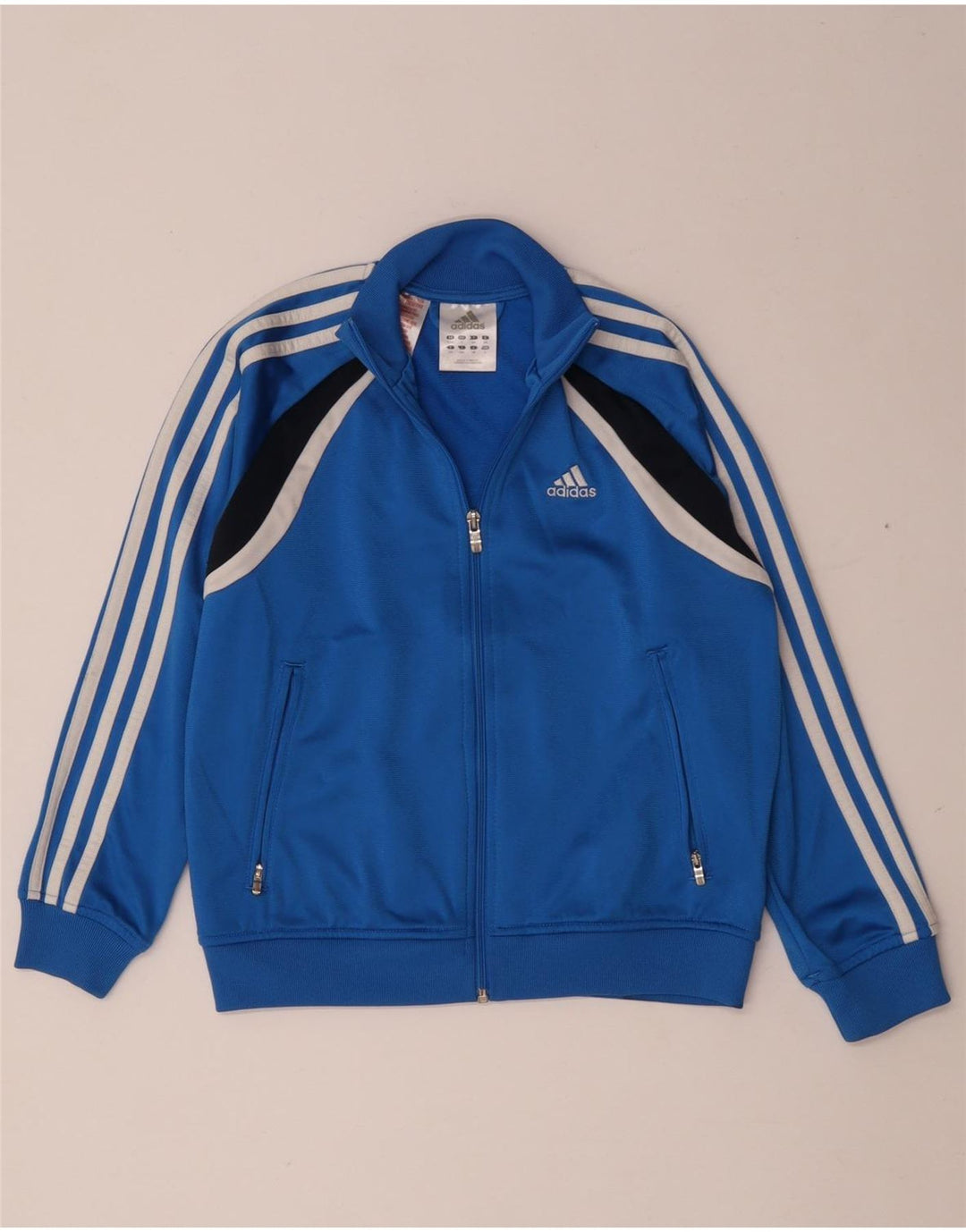 Gornja jakna od trenirke Adidas za dječake 9-10 godina, poliester plave boje