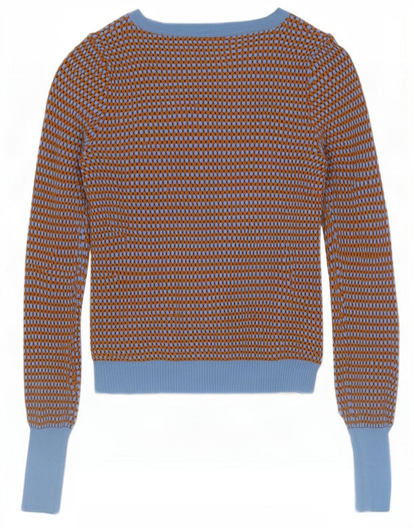 Zara ženski pulover s kratkim izrezom UK 8 Small Brown Colourblock