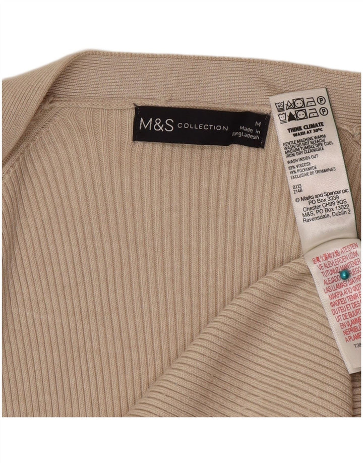 Marks & Spencer ženski otvoreni kardigan pulover UK 14 srednje bež viskoza