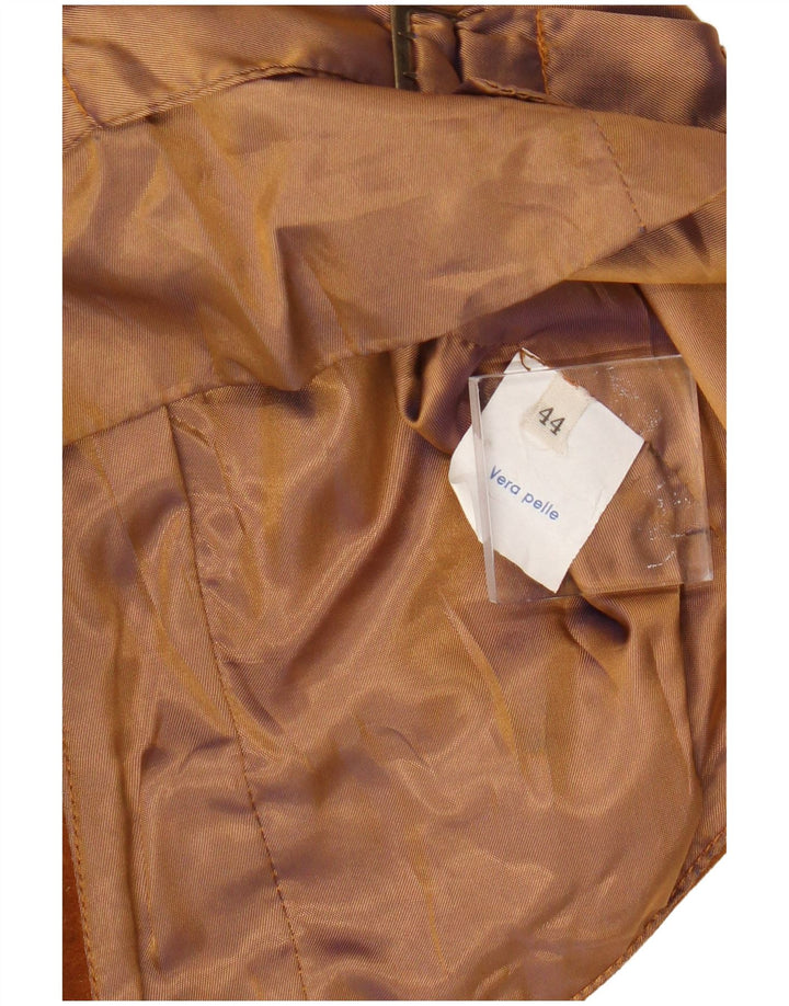 Vintage ženski prsluk od brušene kože IT 44 srednje smeđe kože