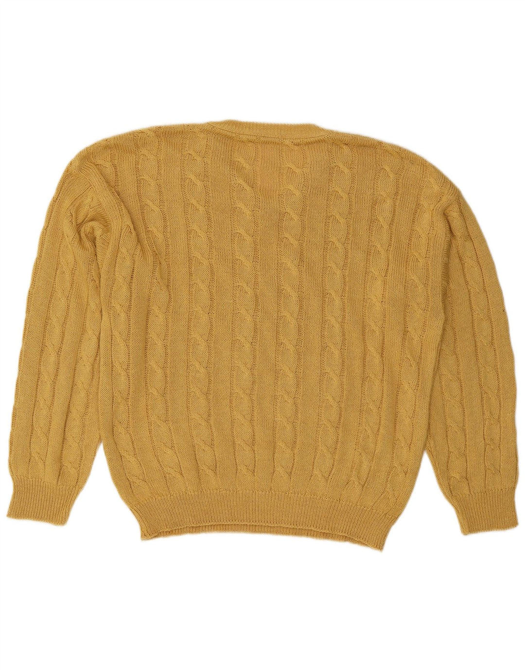 VINTAGE Mens V-Neck Jumper Sweater XL Yellow