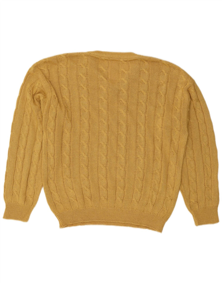 VINTAGE Mens V-Neck Jumper Sweater XL Yellow