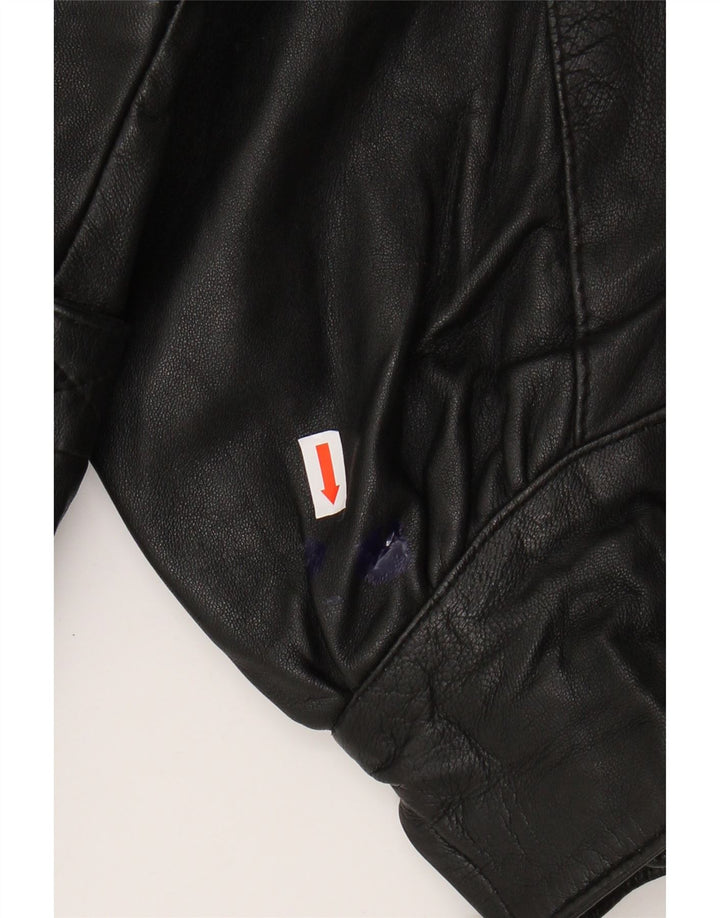 VINTAGE ženska velika kožna jakna EU 36 Mala crna kožna