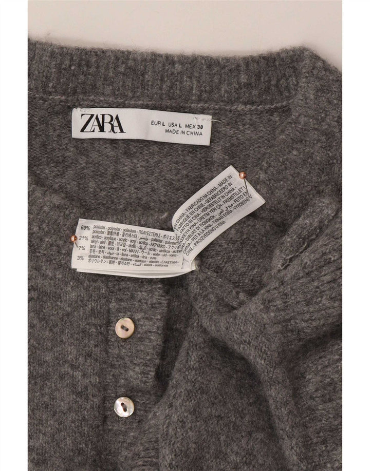 Zara ženski kardigan pulover UK 16 veliki sivi poliester