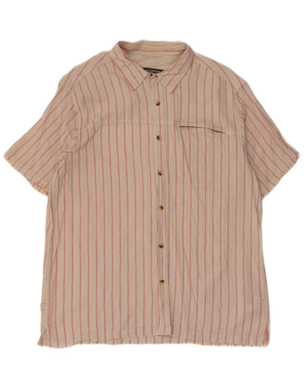 Mountain Warehouse Mens Short Sleeve Shirt XL Off White Striped Cotton