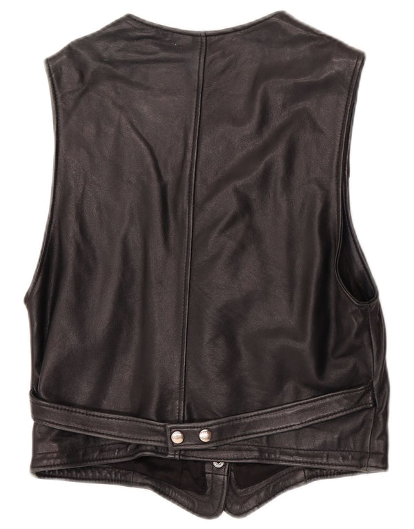 Mauritius Womens Leather Waistcoat UK 14 Large Black Leather