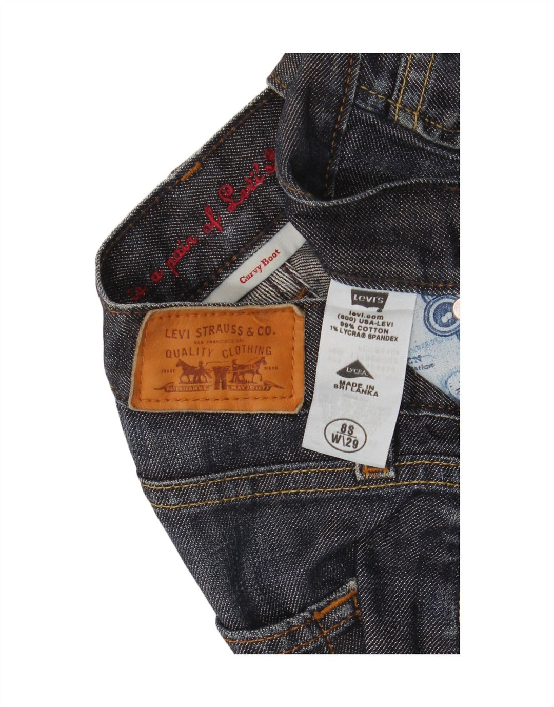 Levi's ženske traperice s curvy bootcut US 8 srednje W29 L31 plavi pamuk