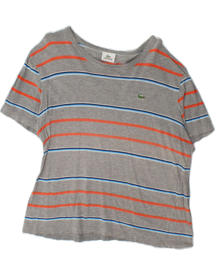 LACOSTE Mens T-Shirt Top Size 4 Medium Grey Striped Cotton Vintage Lacoste and Second-Hand Lacoste from Messina Hembry 