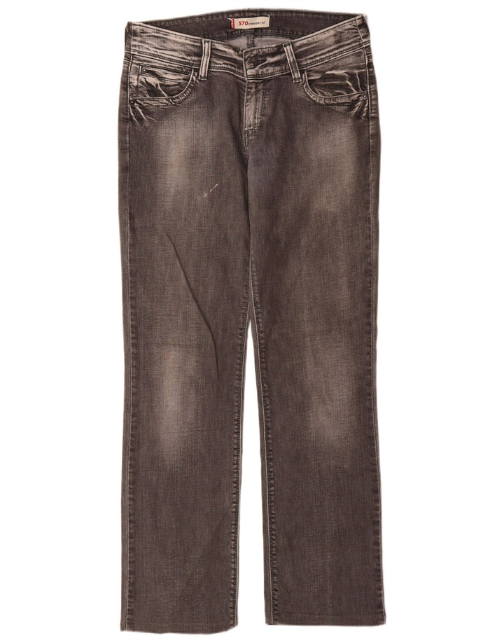 Levi's ženske 570 ravne traperice W32 L34 sivi pamuk