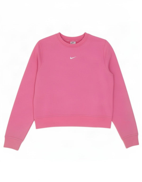 Nike Womens Dri Fit Oversized Sweatshirt Jumper UK 10 Small Pink Polyester