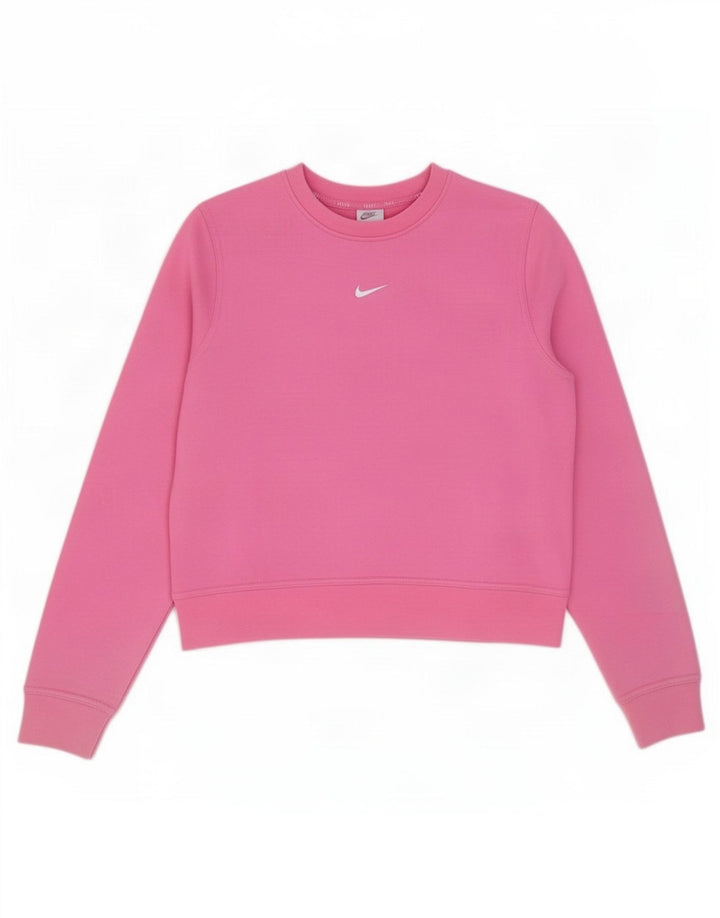 Nike Ženski Dri Fit Oversized Sweatshirt Džemper UK 10 Mali Ružičasti Poliester