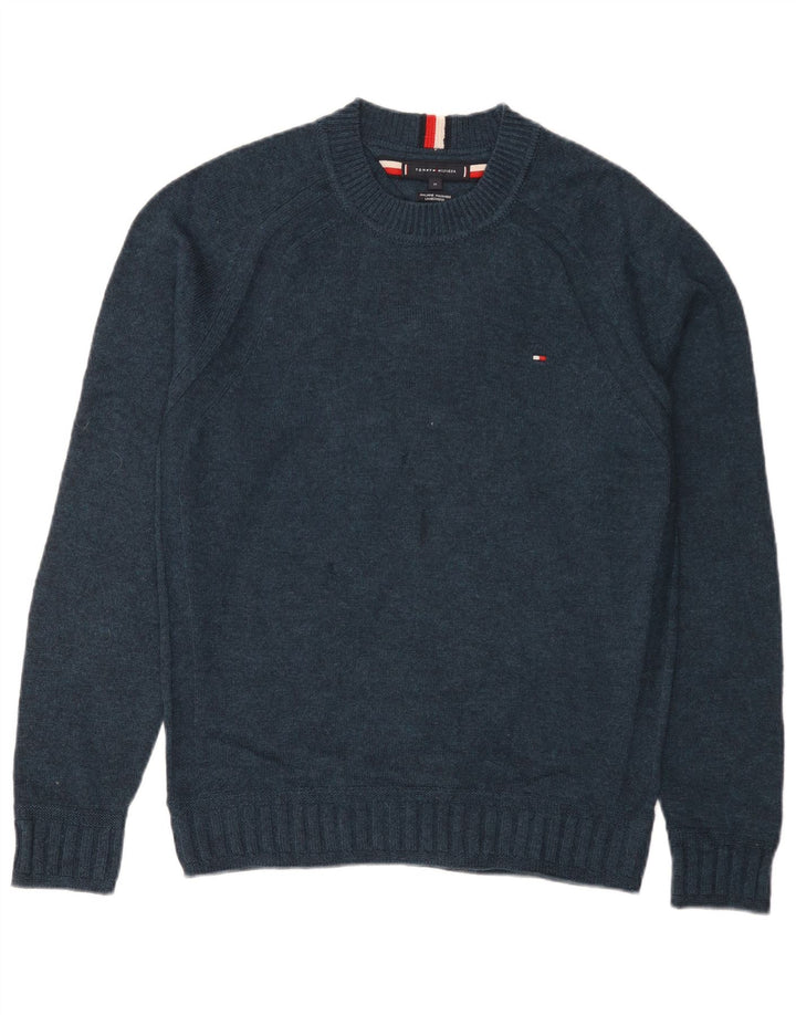 Tommy Hilfiger muški džemper s okruglim izrezom srednje tamnoplave janjeće vune