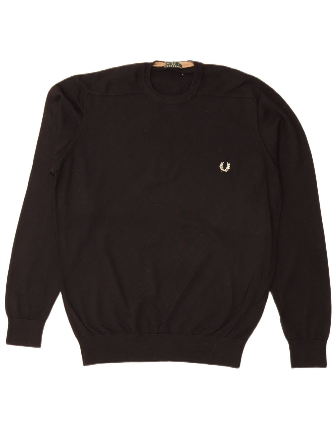 Veliki crni vuneni muški džemper s okruglim izrezom Fred Perry