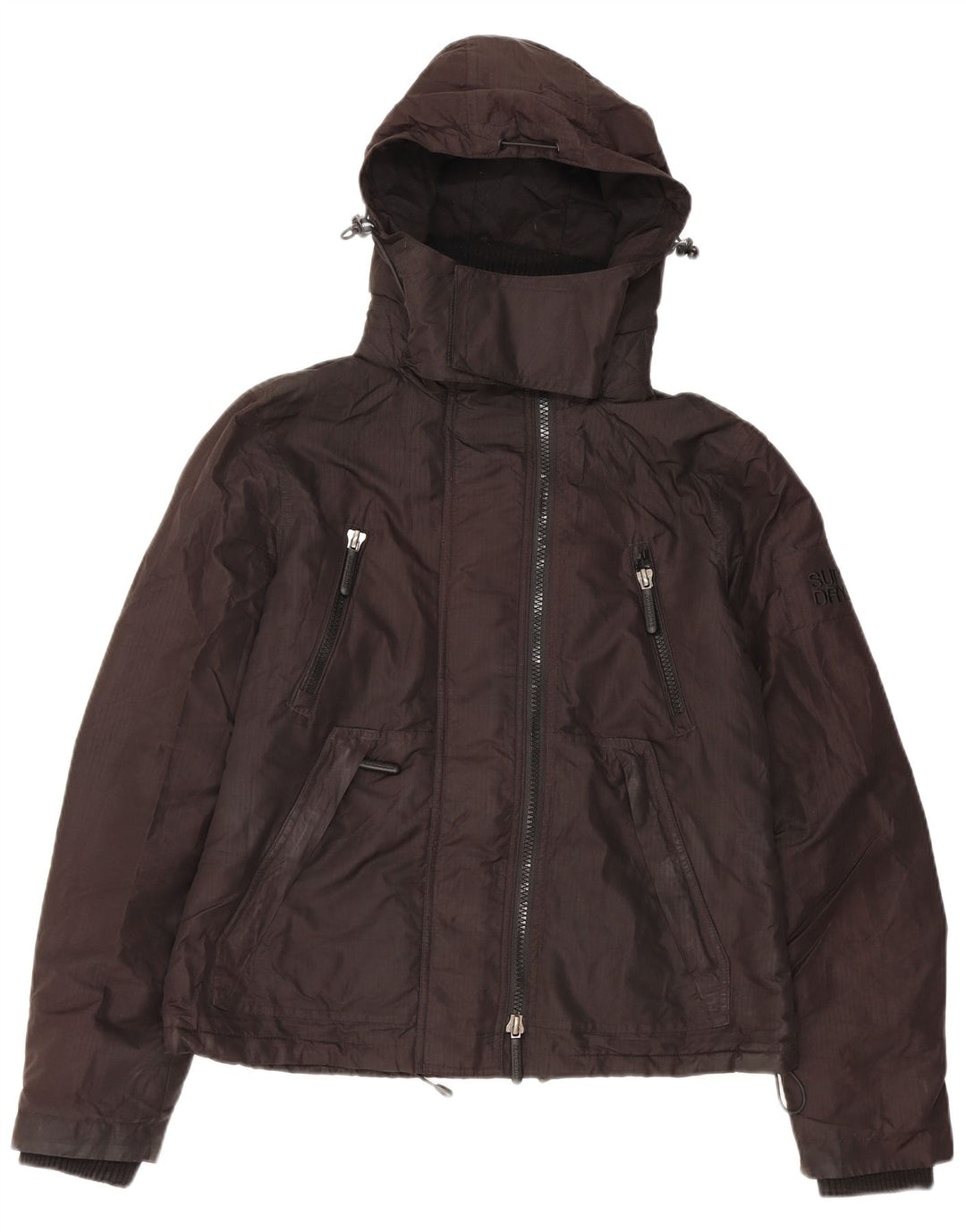 Superdry ženska jakna vjetrovka s kapuljačom UK 14 veliki crni poliester