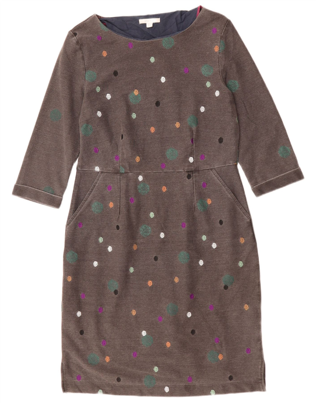 WHITE STUFF Ženska plašt haljina 3/4 rukava UK 12 Srednje siva točkasta