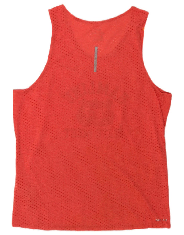 Nike Ženski Dri Fit Graphic Vest Top UK 14 Medium Red Poliester Sports
