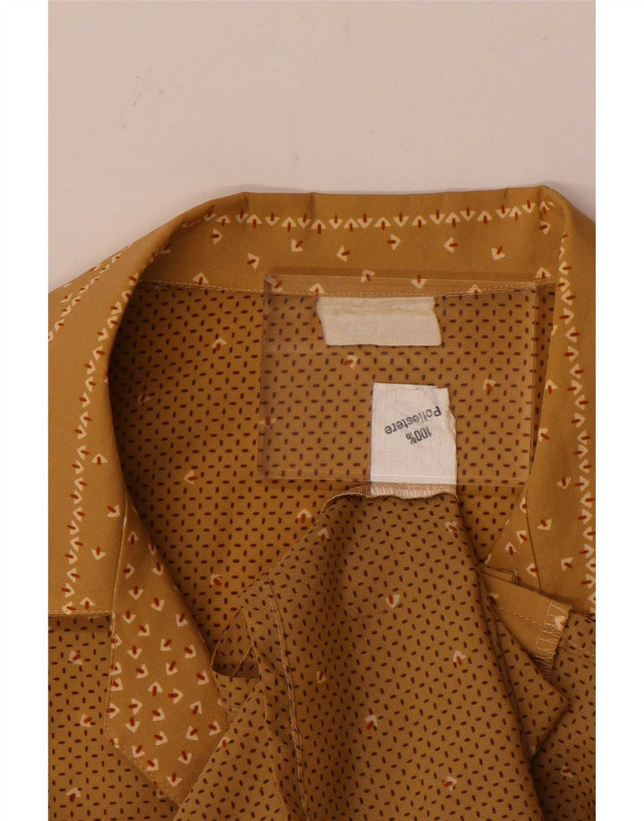 Vintage ženska košulja bluza UK 14 Veliki smeđi geometrijski poliester