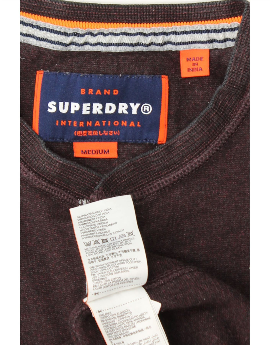 SUPERDRY muška majica dugih rukava, srednji tamnocrveni pamuk