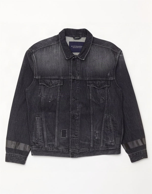 Scotch & Soda muška grafička traper jakna UK 44 2XL sivi pamuk