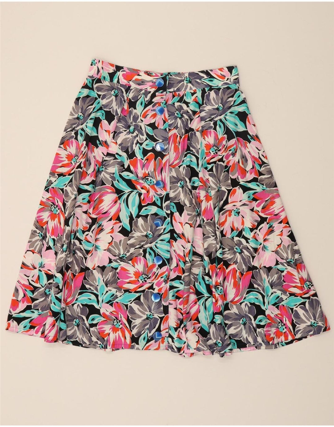 VINTAGE Womens Flared Skirt W32 Large Multicoloured Floral Vintage Vintage and Second-Hand Vintage from Messina Hembry 