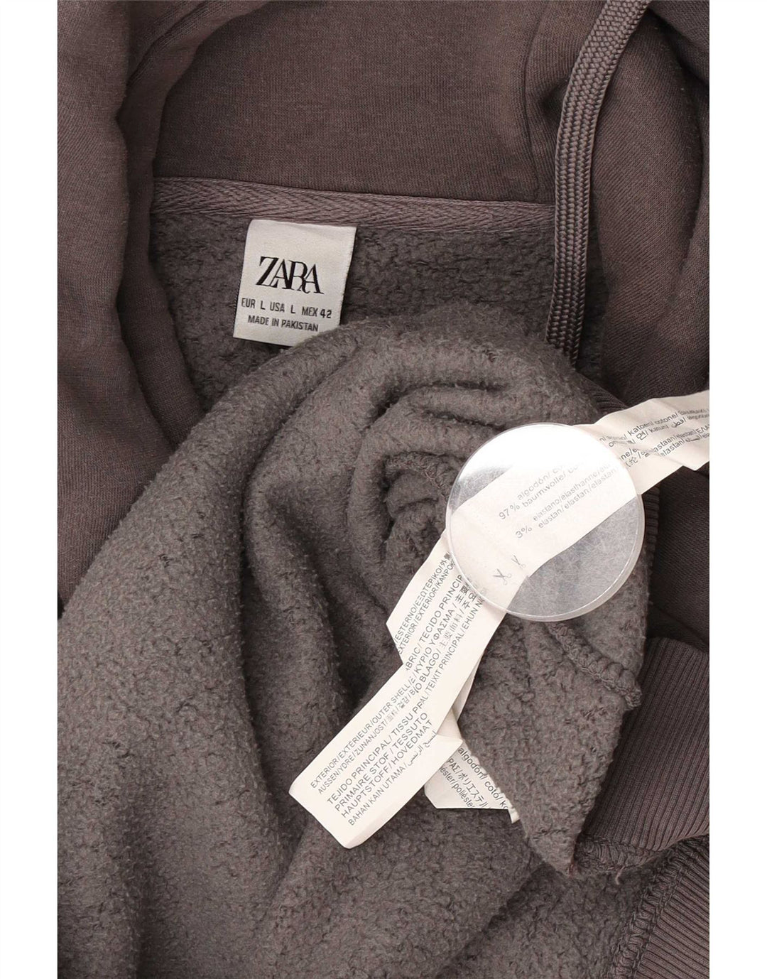 Zara muška majica s kapuljačom Veliki sivi pamuk