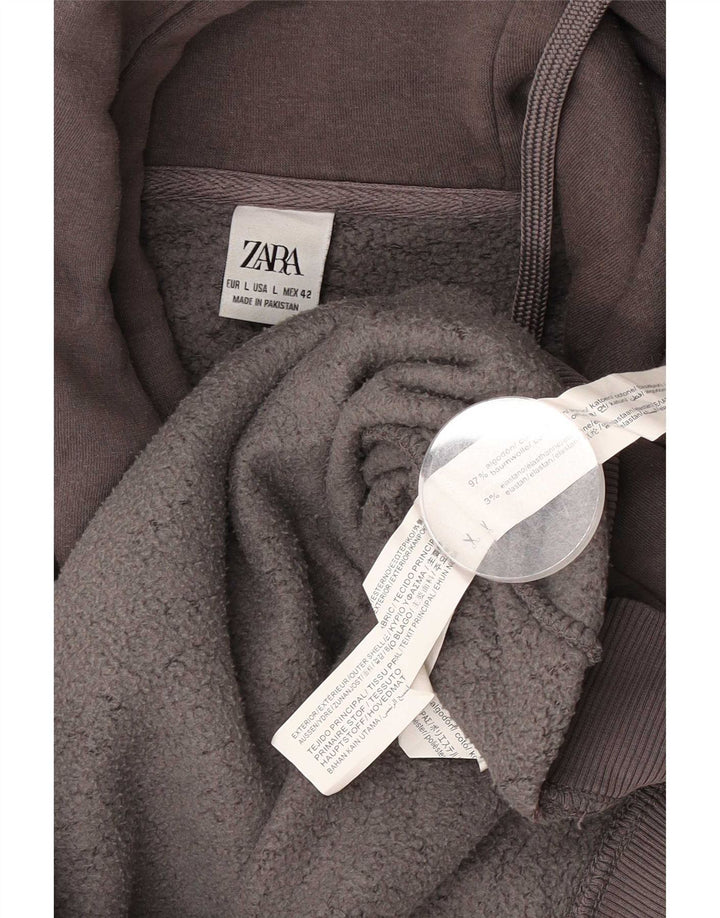 Zara muška majica s kapuljačom Veliki sivi pamuk