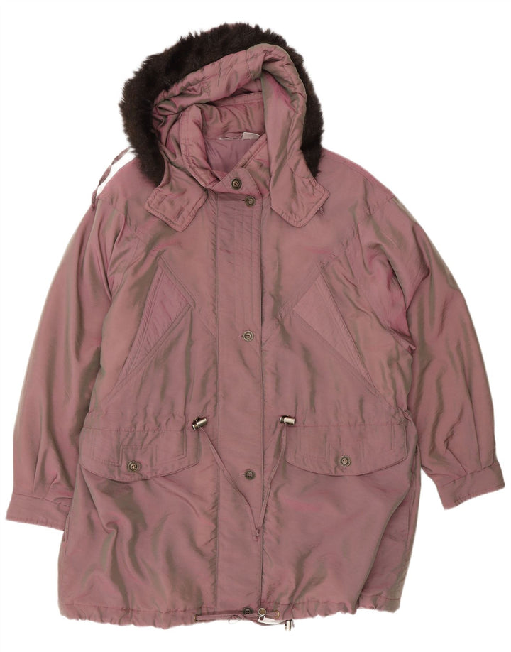 Vintage ženska velika parka jakna s kapuljačom EU 44 XL ružičasta