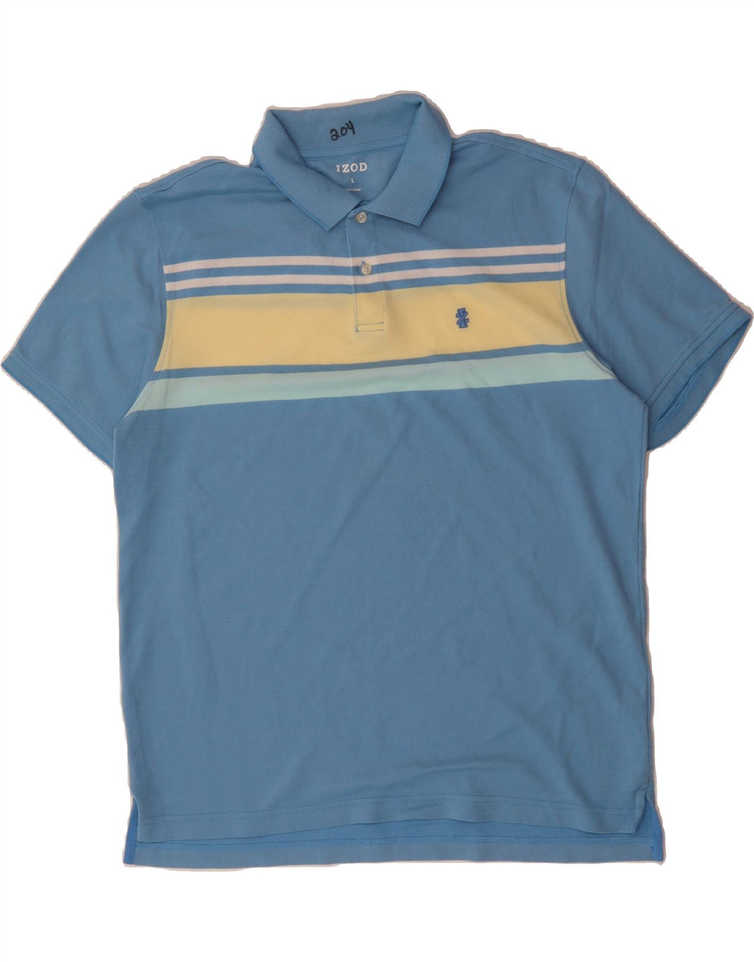 IZOD Mens Polo Shirt Large Blue Colourblock Cotton Vintage Izod and Second-Hand Izod from Messina Hembry 