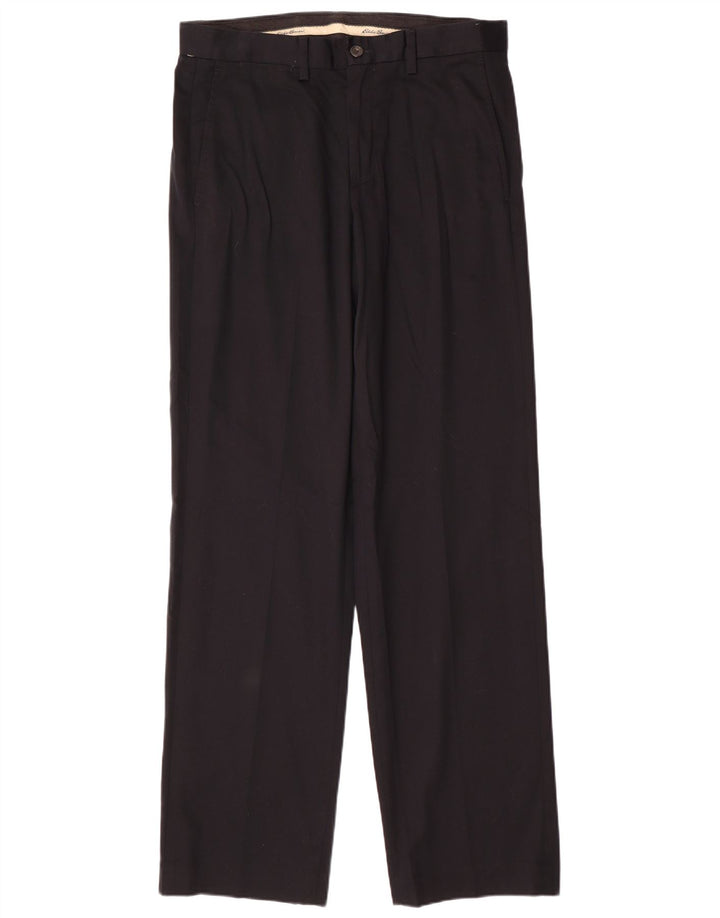 EDDIE BAUER Muške ravne chino hlače W32 L34 crni pamuk