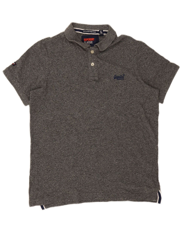 Superdry muška polo majica 2XL sivi flekasti pamuk