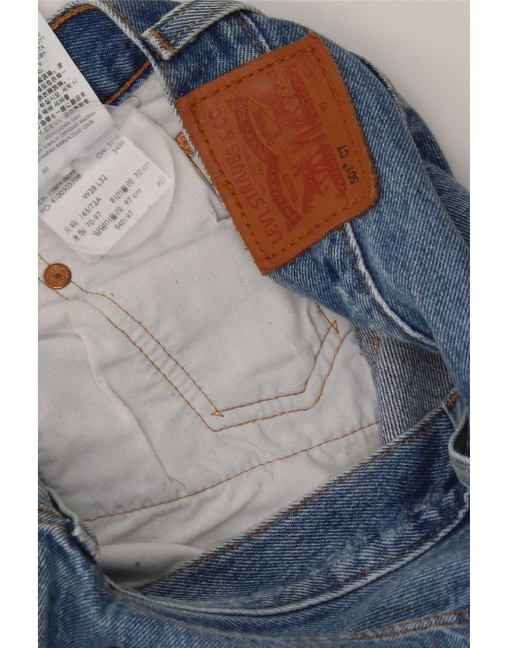 Levi's ženske 501 ravne traperice s oštećenjem W28 L32, plavi pamuk