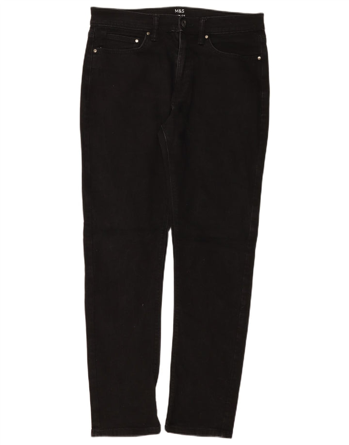 Marks & Spencer Mens Regular Slim Jeans W32 L31 Crni pamuk
