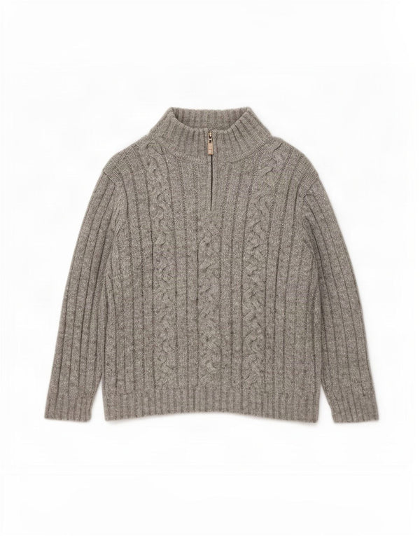 Marks & Spencer Mens Zip Neck Jumper Sweater XL Grey Acrylic