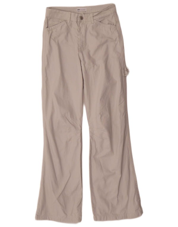 Zara ženske Carpenter Flare casual hlače EU 36 XS W26 L32 sivi pamuk