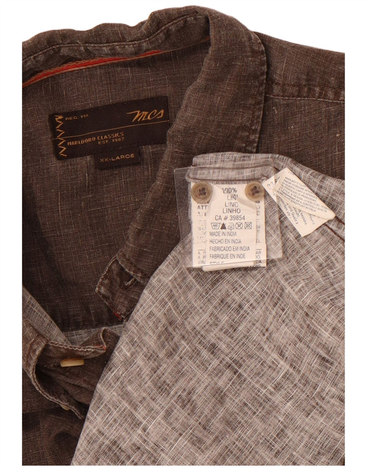 MARLBORO CLASSICS Muška košulja kratkih rukava 2XL smeđe platno