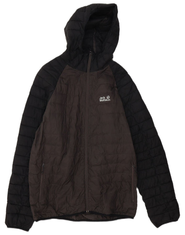 Jack Wolfskin muška podstavljena jakna s kapuljačom UK 40 Large Grey Colourblock