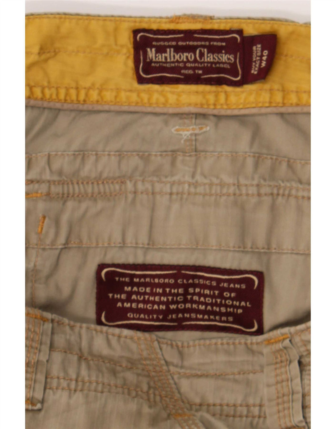 Marlboro Classics Mens Regular Fit Cargo kratke hlače W40 XL kaki pamuk