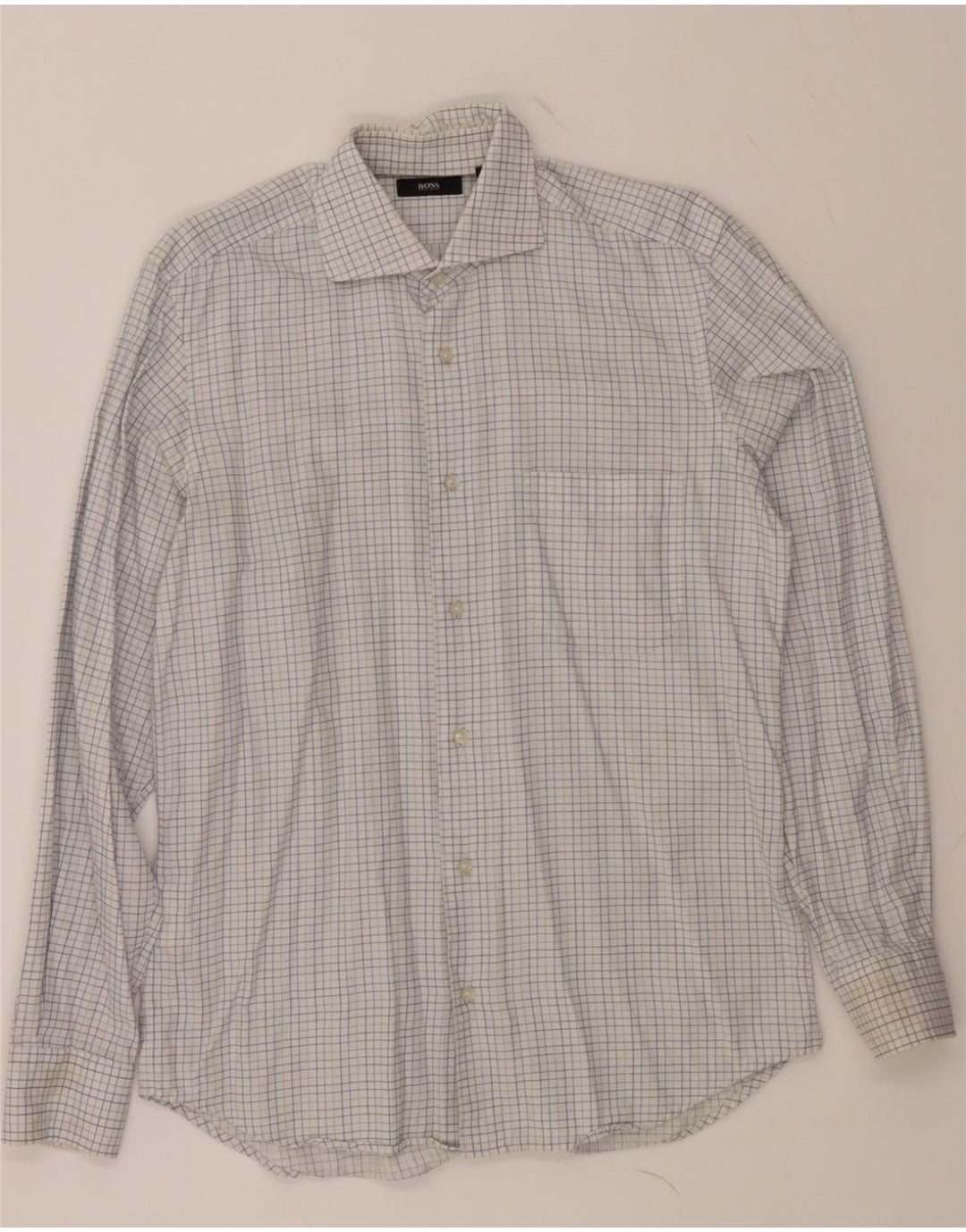 HUGO BOSS Mens Shirt Size 15 38 Medium White Check Cotton Vintage Hugo Boss and Second-Hand Hugo Boss from Messina Hembry 