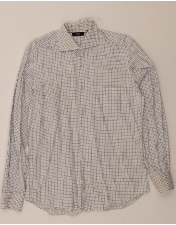 HUGO BOSS Mens Shirt Size 15 38 Medium White Check Cotton Vintage Hugo Boss and Second-Hand Hugo Boss from Messina Hembry 