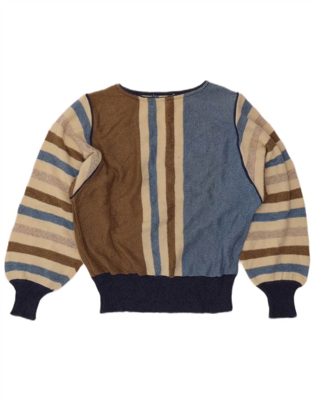 VINTAGE ženski džemper s morskim izrezom UK 12 srednje raznobojne pruge