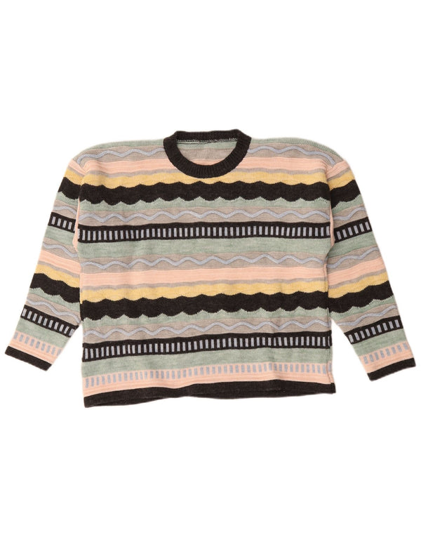 Vintage ženski džemper s okruglim izrezom UK 18 XL na višebojne pruge