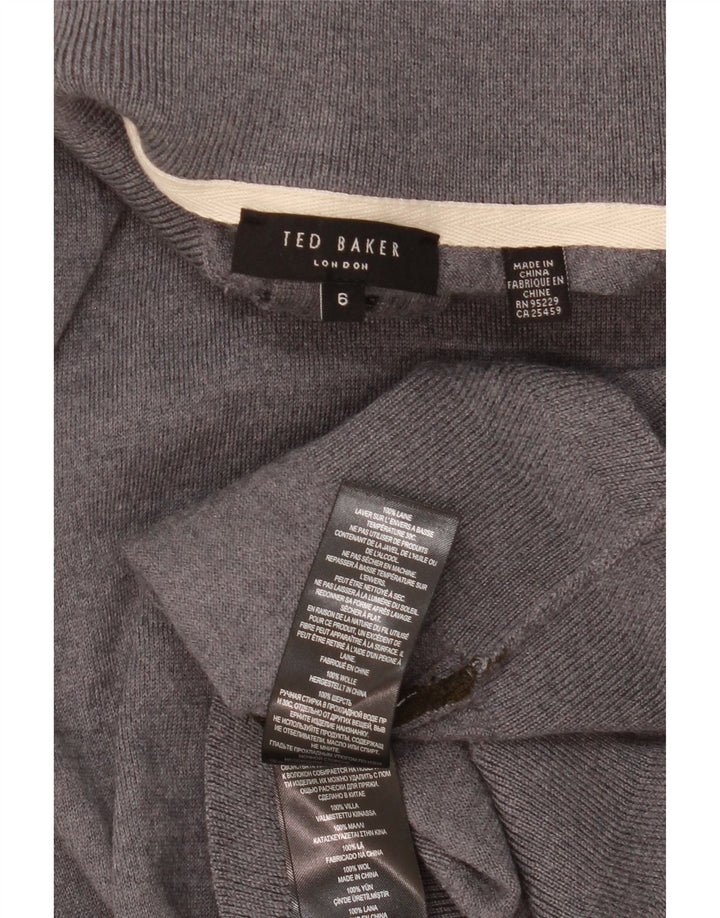 TED BAKER Muški pulover s izrezom s patentnim zatvaračem Veličina 6 2XL Siva vunena