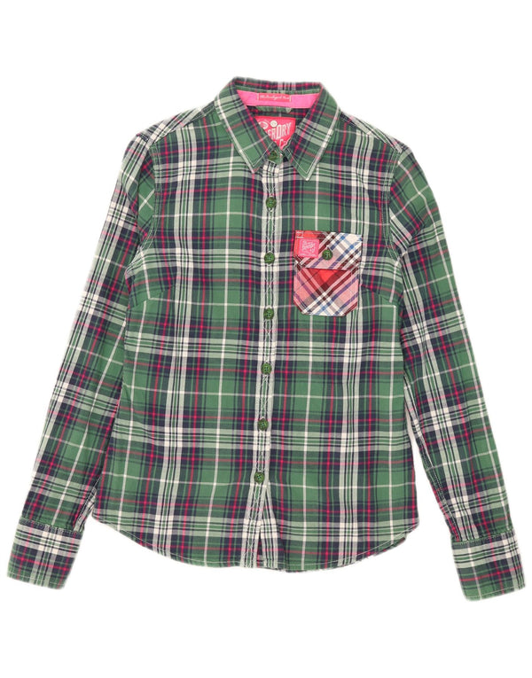 Superdry ženska flanelska košulja UK 10 mali zeleni karirani pamuk
