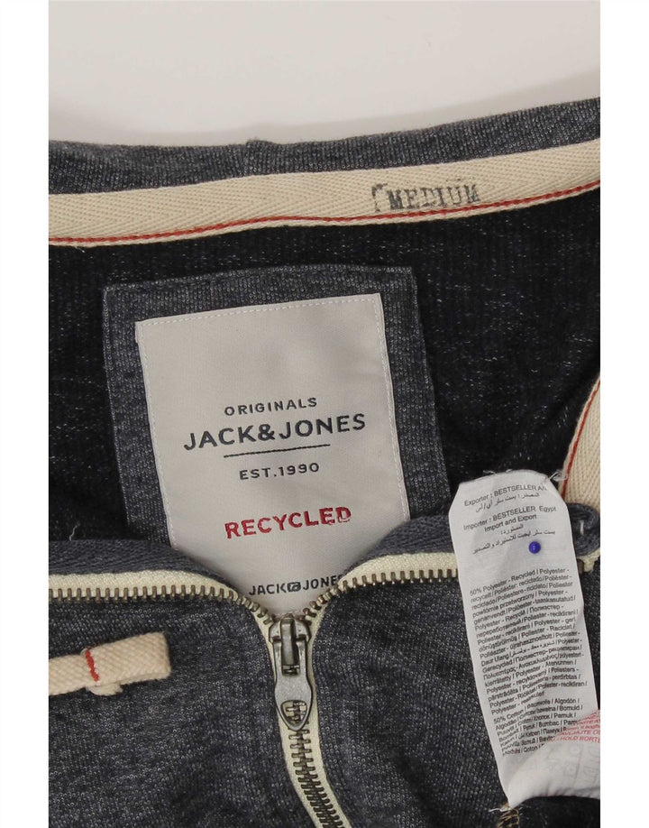 Jack & Jones muški pulover s kapuljačom na patentni zatvarač srednje sivi pjegavi poliester