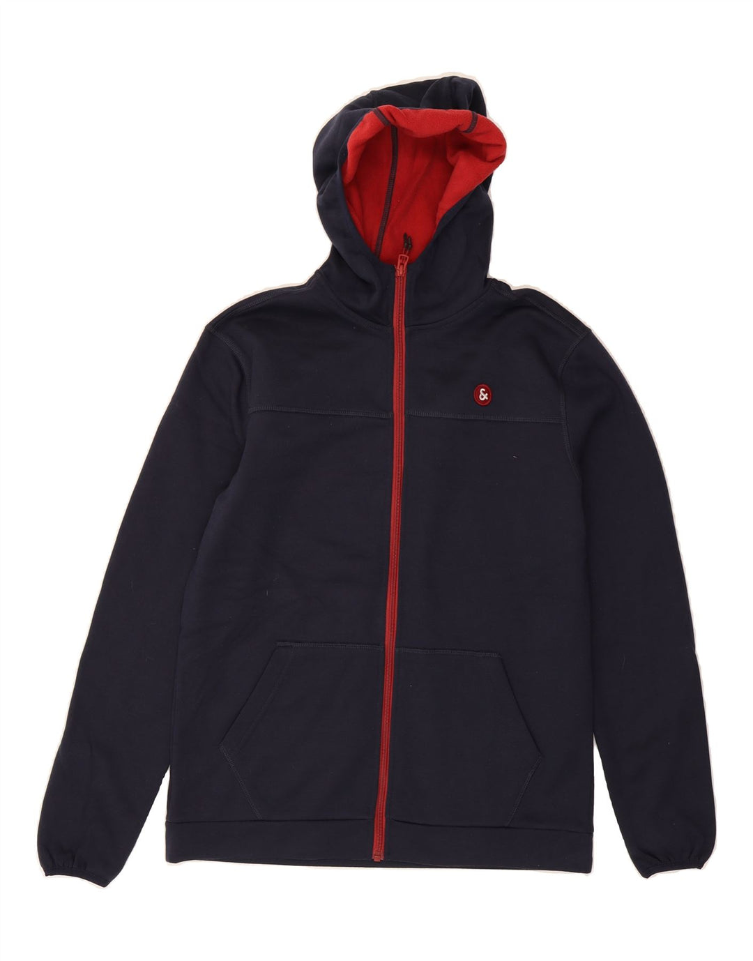 JACK & JONES Mens Zip Hoodie Sweater Small Navy Blue Polyester Vintage Jack & Jones and Second-Hand Jack & Jones from Messina Hembry 