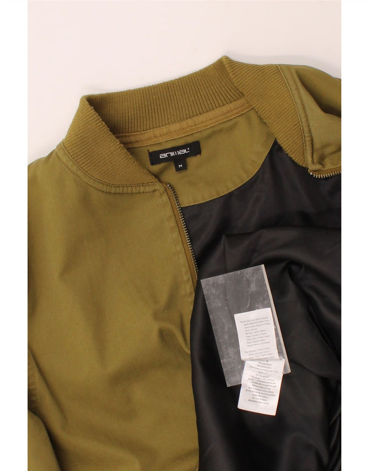 ANIMAL Mens Bomber Jacket UK 38 Medium Khaki Cotton Vintage Animal and Second-Hand Animal from Messina Hembry 